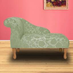Floral Green Mini Chaise Longue British Handmade Accent Sofa - thumbnail 3