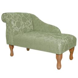 Floral Green Mini Chaise Longue British Handmade Accent Sofa - thumbnail 1