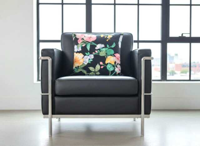 Retro Cushion 40 X cm - 50 Rose Garden Apricot Pink Black, Cottage Cover, French Country House Living, Farmhouse Garden Cover - image 1