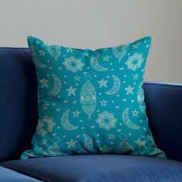 Ramadan Cushion Cover, Turquoise Islamic Pillowcase, Crescent Moon & Star Pattern Case, Eid Home Decor - thumbnail 3