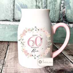 Personalised Gift Birthday Special Milestone 21 30 40 50 60 70 Any Age Floral Ceramic Small Vase Jug Mug Mum Friend Nanny - thumbnail 1