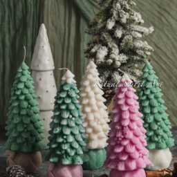 Christmas Tree Candle - Handmade Soy Wax Candles Holiday Decor Gift For Her Winter Home Decoration - thumbnail 2