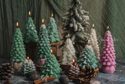 Christmas Tree Candle - Handmade Soy Wax Candles Holiday Decor Gift For Her Winter Home Decoration - thumbnail 1