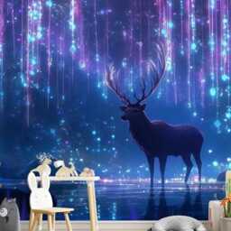 Magical Forest Deer Vinyl Wallpaper Kids Nursery Wall Mural - thumbnail 2