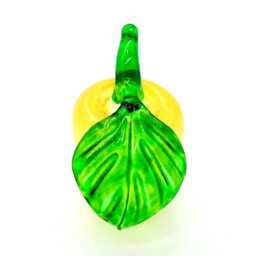 Hand Blown Glass Miniature Apple Little Yellow Green Leaf Fruit Figurine Tiny Statue Decoration Collectible Small Craft Painted Figure Deco - thumbnail 2