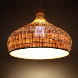 Bamboo Pendant Light Vintage Style Woven Lampshade - thumbnail 2
