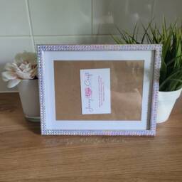 White Iridescent Rhinestone Photo Frame 5 X 7 Inches With Border, 8 6 Without Border - thumbnail 2
