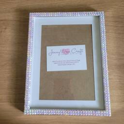 White Iridescent Rhinestone Photo Frame 5 X 7 Inches With Border, 8 6 Without Border - thumbnail 3