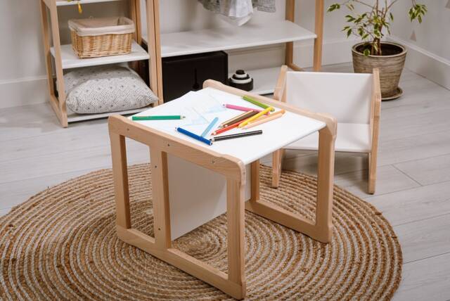 Montessori Multifunctional Wood Table Adjustable Height, Baby Registry Gift - image 1