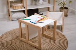 Montessori Multifunctional Wood Table Adjustable Height, Baby Registry Gift