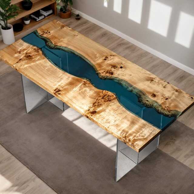 Custom Epoxy Resin River Table Handmade Wood Dining Table - image 1