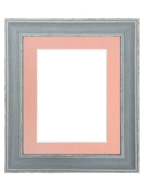 Scandi Blue Distressed Photo Frame With Pink Mount - image 1