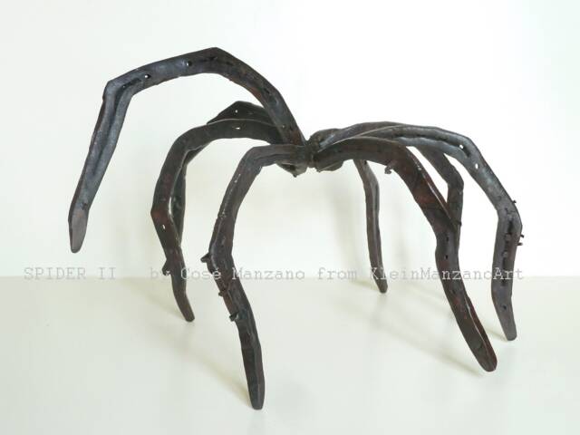 Hand Forged Steel Spider Sculpture, Brutalist Horseshoe Art - image 1