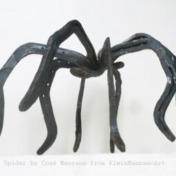 Hand Forged Steel Spider Sculpture, Brutalist Horseshoe Art - thumbnail 4