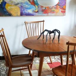 Hand Forged Steel Spider Sculpture, Brutalist Horseshoe Art - thumbnail 3