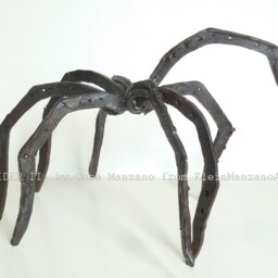 Hand Forged Steel Spider Sculpture, Brutalist Horseshoe Art - thumbnail 2