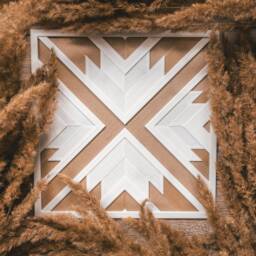 Metz Geometric Wood Wall Art - Mosaic Boho Decor Wooden Tray Modern Farmhouse Decor Coasters Rustic - thumbnail 3