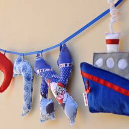 Fabric Letter Name Banner, Custom Nursery Garland, Wall Hanging Letters - thumbnail 2