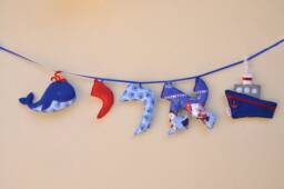 Fabric Letter Name Banner, Custom Nursery Garland, Wall Hanging Letters - thumbnail 1