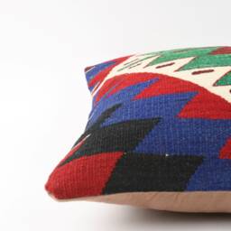 Handwoven Kilim Pillow Cover Vintage Turkish Rug Lumbar, 16x16 - thumbnail 4