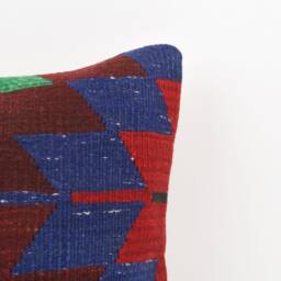 Handwoven Kilim Pillow Cover Vintage Turkish Rug Lumbar, 16x16 - thumbnail 2