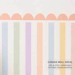 Pastel Scallop Half Wall Decal, Cottagecore Nursery Scalloped Stripe Peel & Stick Canvas Decal - thumbnail 4