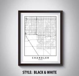 Chandler Arizona Map Art Print Vintage Style Office Decor - thumbnail 1