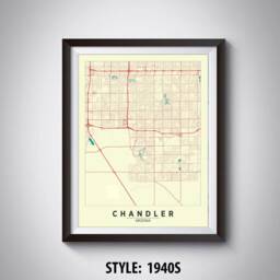 Chandler Arizona Map Art Print Vintage Style Office Decor - thumbnail 2