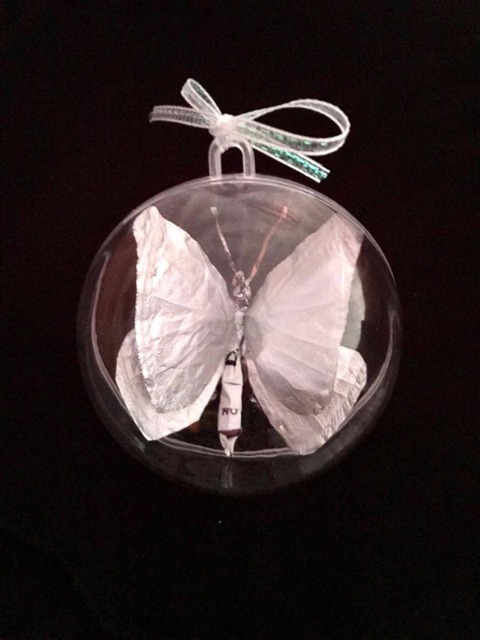 Butterfly Foil Sculpture Handmade Christmas Ornament - image 1