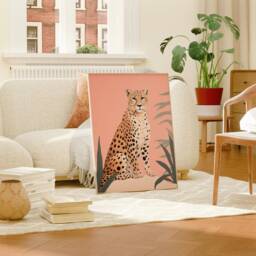 Wild Cat Wall Art, Tropical Leopard Print, Jungle Animal Canvas, Minimalist Printable Gift, Digital Cheetah Hanging, Trendy Home Decor - thumbnail 2