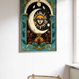 The Sun & Moon Tarot Poster, Astrology Art, Celestial Wall Boho Decor, Mystical Print, Spiritual Gift - thumbnail 2