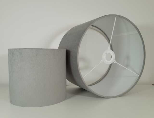 Silver Grey Velvet Drum Lampshade Table/Floor Lamp Or Pendant/Ceiling - image 1