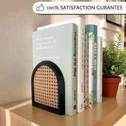 Bookends Rattan Decorative Arches Bookshelf Decor Buchstutze Book Rack Home Storage Mid Century Modern Bookend Bookcase Serre-Livres - thumbnail 2