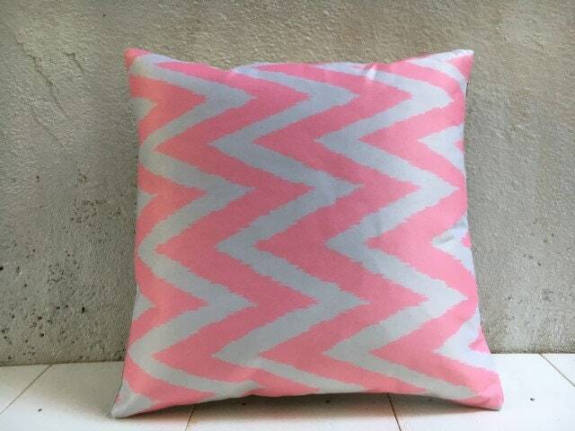 Pink Ikat Pillow Cover, Chevron Pattern - 16x16 - image 1