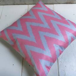 Pink Ikat Pillow Cover, Chevron Pattern - 16x16 - thumbnail 4