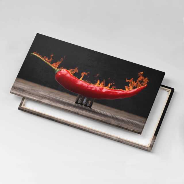 Hot Chili Pepper Canvas, Picture Wall Hanging, Black Decor, Food Canvas Print - image 1