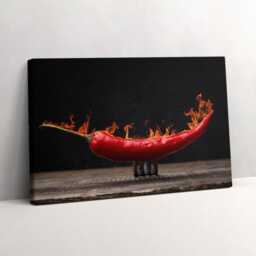Hot Chili Pepper Canvas, Picture Wall Hanging, Black Decor, Food Canvas Print - thumbnail 2