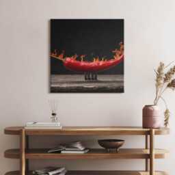 Hot Chili Pepper Canvas, Picture Wall Hanging, Black Decor, Food Canvas Print - thumbnail 3