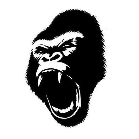Gorilla Head Decal Car Bonnet Side Sticker Wall Art Vinyl Graphic Window Door Body Panel Van Sign Motorhome Camper Campervan Fun