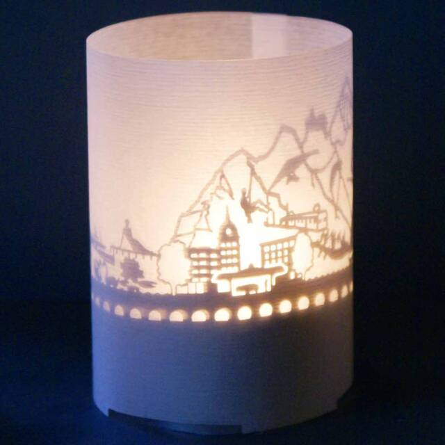 Interlaken Skyline Gift Tube Shadow Play - Stunning Souvenir Candle With Silhouette Projection For Fans Swiss Must-Have D??cor - image 1