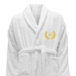 5 Hotel Edition White Set - Bathrobe, Bath Towels With Gold Thread Personalized - thumbnail 4