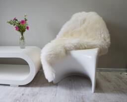 "Regular Sheepskin White Throw Genuine Leather Sheep Skin 46 ""x 28" - thumbnail 1