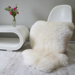 "Regular Sheepskin White Throw Genuine Leather Sheep Skin 46 ""x 28" - thumbnail 3