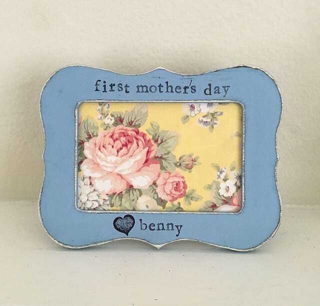 Personalized First Mother's Day Frame Hand Stamped 4x6 Picture Frame - image 1