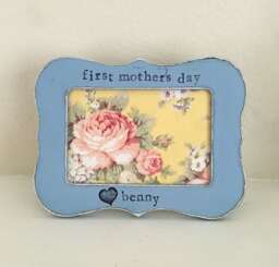 Personalized First Mother's Day Frame Hand Stamped 4x6 Picture Frame - thumbnail 1