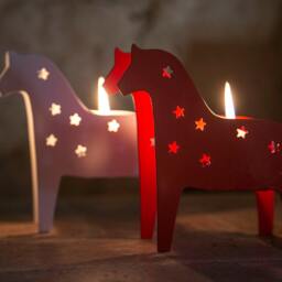 Scandinavian Dala Horse Candle Holder Metal Lantern With Star Cutouts - thumbnail 4