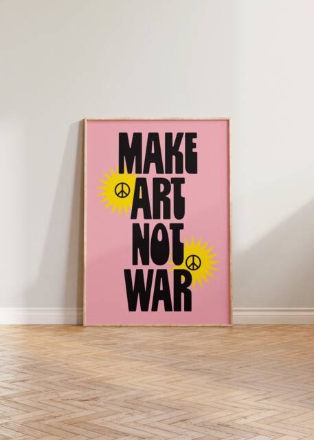 Retro Wall Art Print, Typography Make Not War Poster, Groovy Peace Decor, Cool Art, Eclectic - image 1