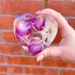 Funeral Flower Preservation Heart Tea Light Holder/Memorial Flowers Wedding Resin Bouquet - thumbnail 4