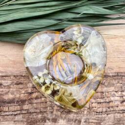 Funeral Flower Preservation Heart Tea Light Holder/Memorial Flowers Wedding Resin Bouquet - thumbnail 3