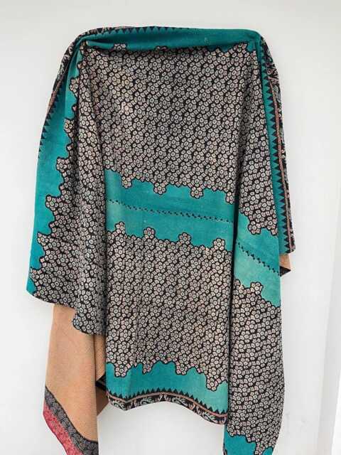 Unique Vintage Kantha Quilt Reversible Patchwork Block Print Cotton Handmade Blanket - image 1